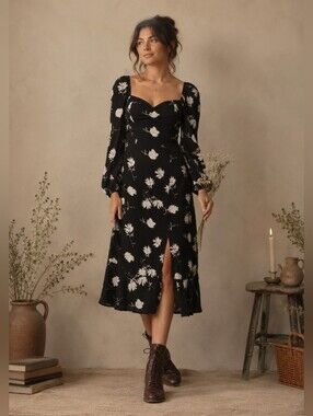 NWT BOG Collective Dress Size M Floral Band Of Gypsies Country Prairie Feminine